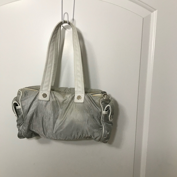 Celine Triomphe Silver Nylon with Leather Handles and Trim Vintage  EUC - Picture 3 of 8